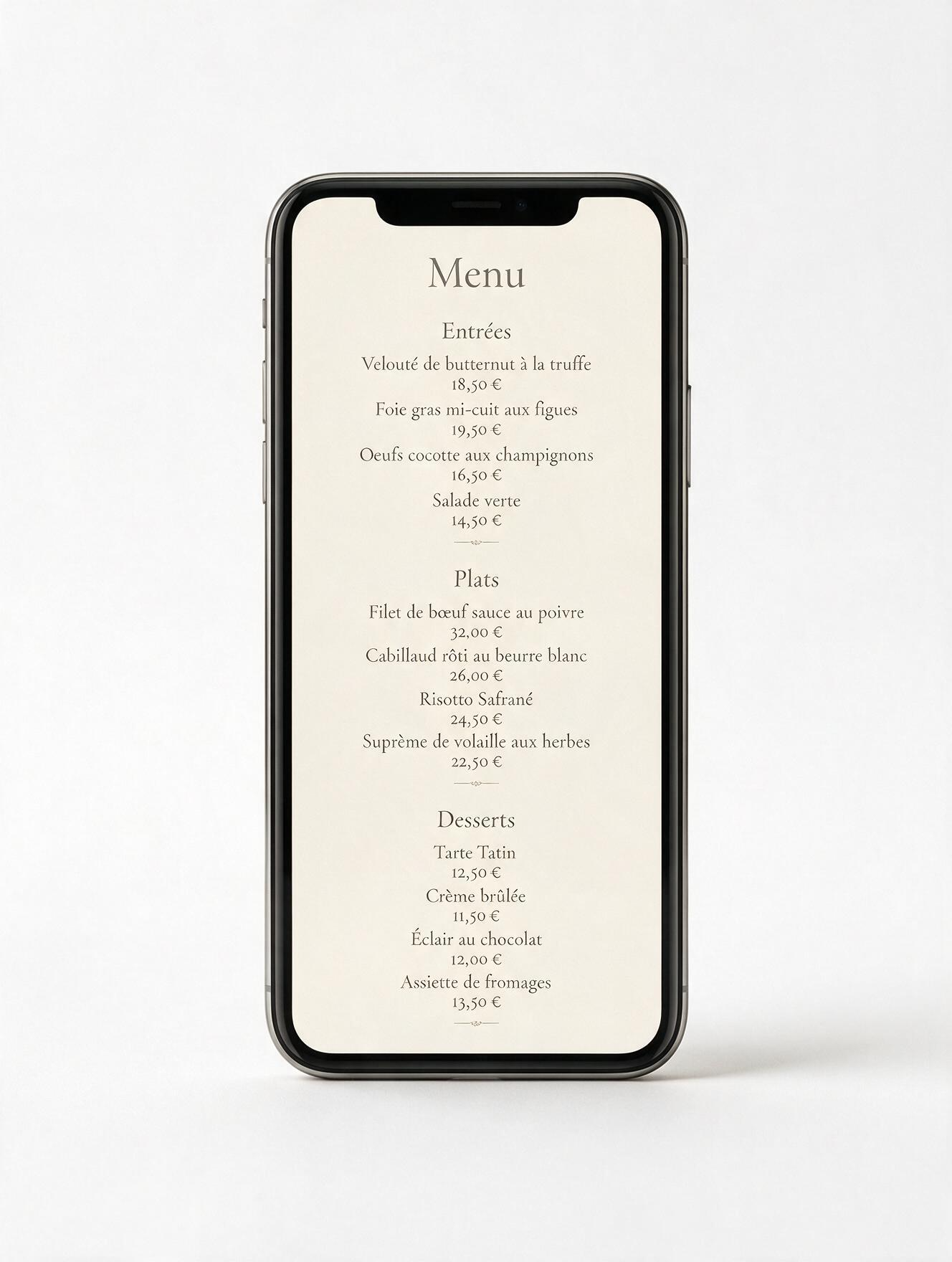 Design menu Élégant